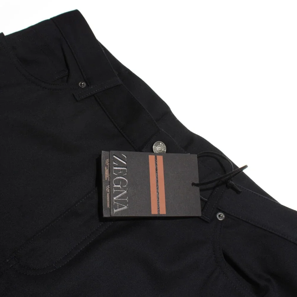 Zegna NWT 5 Pocket Jean Cut Dress Pants Size 36 US Roccia in Blue 100% Wool